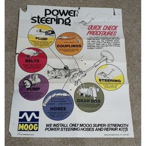 MOOG Auto Parts Power Steering Mechanic Car Shop Poster Original Vintage USA‎